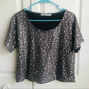 Dusty Rose Color Sequin Crop Top